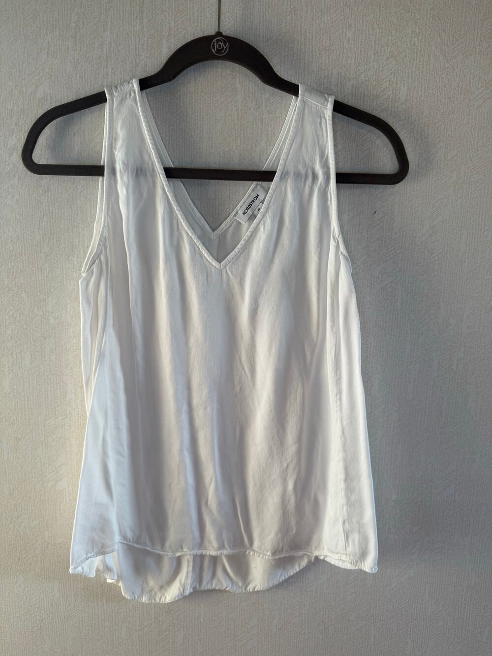 Nordstrom White Double V-Neck Sleeveless Blouse Tank Top Size XS